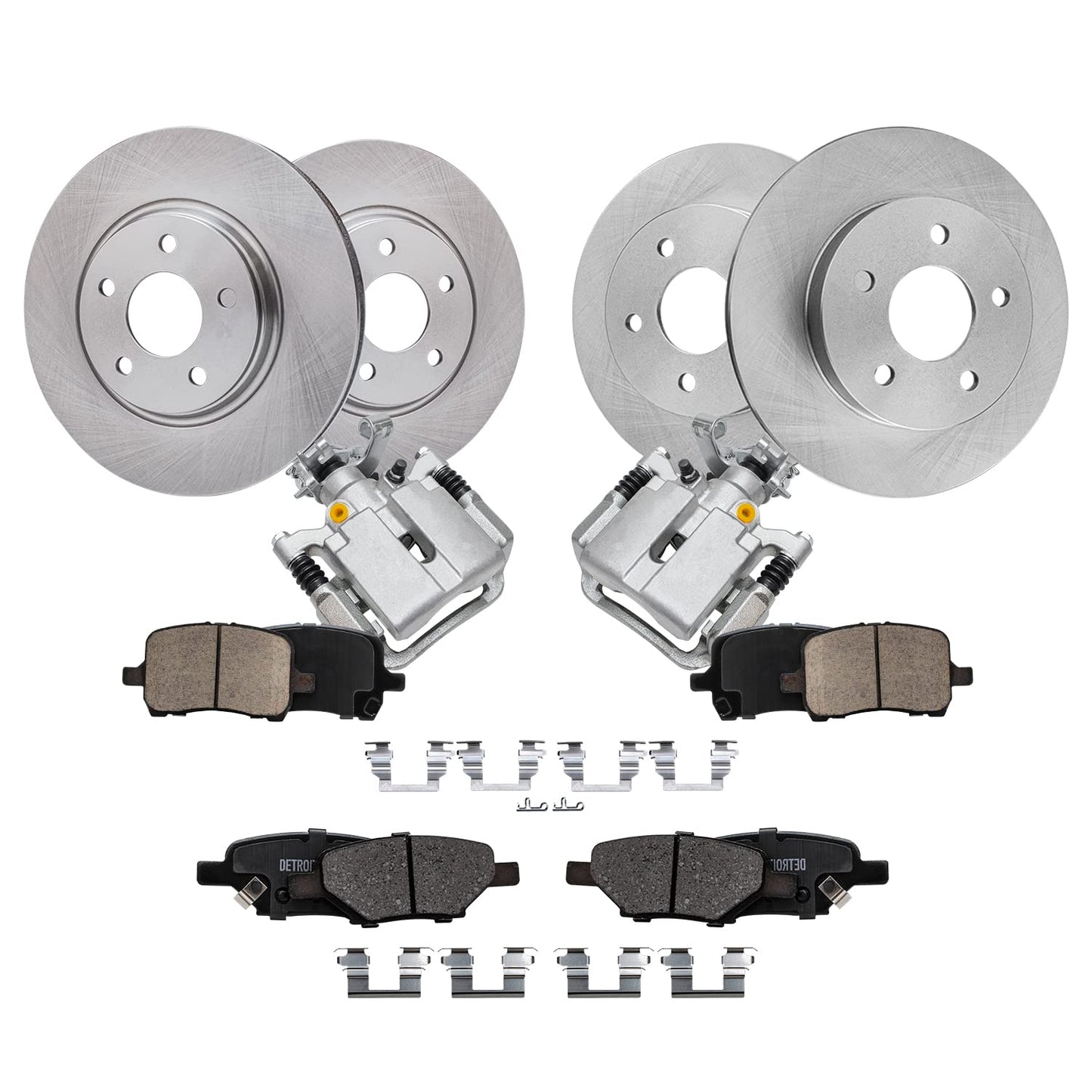 Detroit Axle - Brake Kit for 04-12 Chevrole Malibu, 06-10 Pontiac G6, 07-09 Saturn Aura, Disc Brake Rotors Ceramic Brakes Pads R
