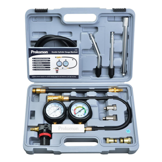 Prokomon Engine Cylinder Leak Down Tester Kit;Cylinder Leakage Tester Set for Pressure Check and Leakage Rate Test;Gasoline Engi
