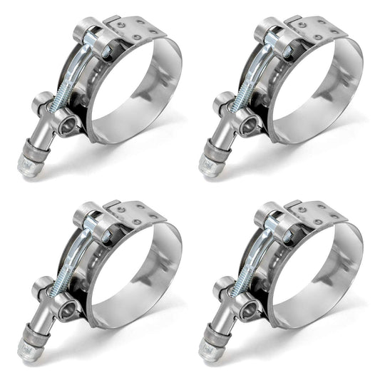 QWORK 2 T-Bolt Hose Clamp Stainless Steel, Working Range 58mm - 65mm for 2 Hose ID, Turbo Intake Intercooler Hose Clamp, 4 Pack