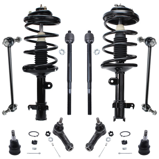 Detroit Axle - Front 10pc Struts Kit for 99-01 Honda Odyssey, 4 Tie Rods 2 Lower Ball Joints 2 Stabilizer Sway Bars 2 Struts w/C