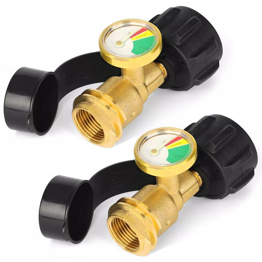 Propane Tank Gauge Level Indicator, 2 Pack Propane Gas Gauge for LP Propane Tank 5LB-40LB with QCC1/Type, Leak Detector for BBQ
