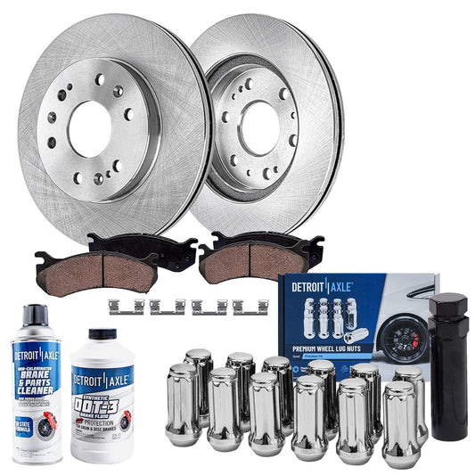 Detroit Axle - Front Brake Kit for Chevrolet GMC Silverado Sierra 1500 Tahoe Escalade Disc Brake Rotors Ceramic Brake Pads + 12p