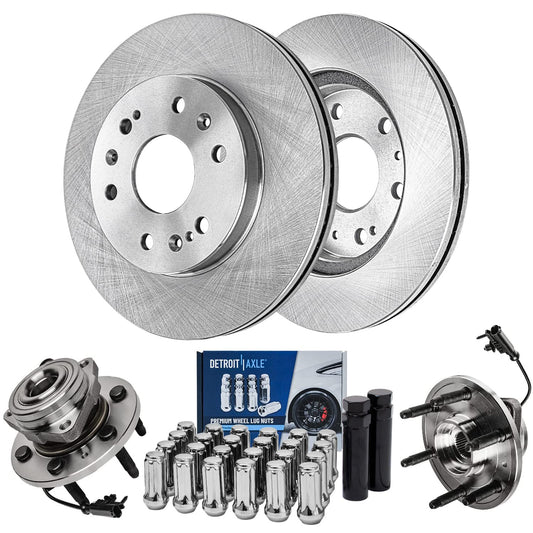 Detroit Axle - Front Disc Rotors Wheel Hubs + 24pc Lug Nuts w/keys Replacement for Suburban Silverado Sierra Yukon XL 1500 Tahoe
